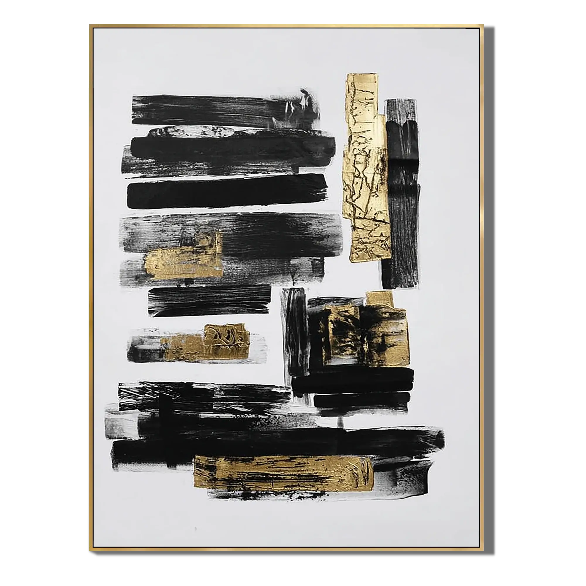 Black Gold Blocks Abstract Wall Art
