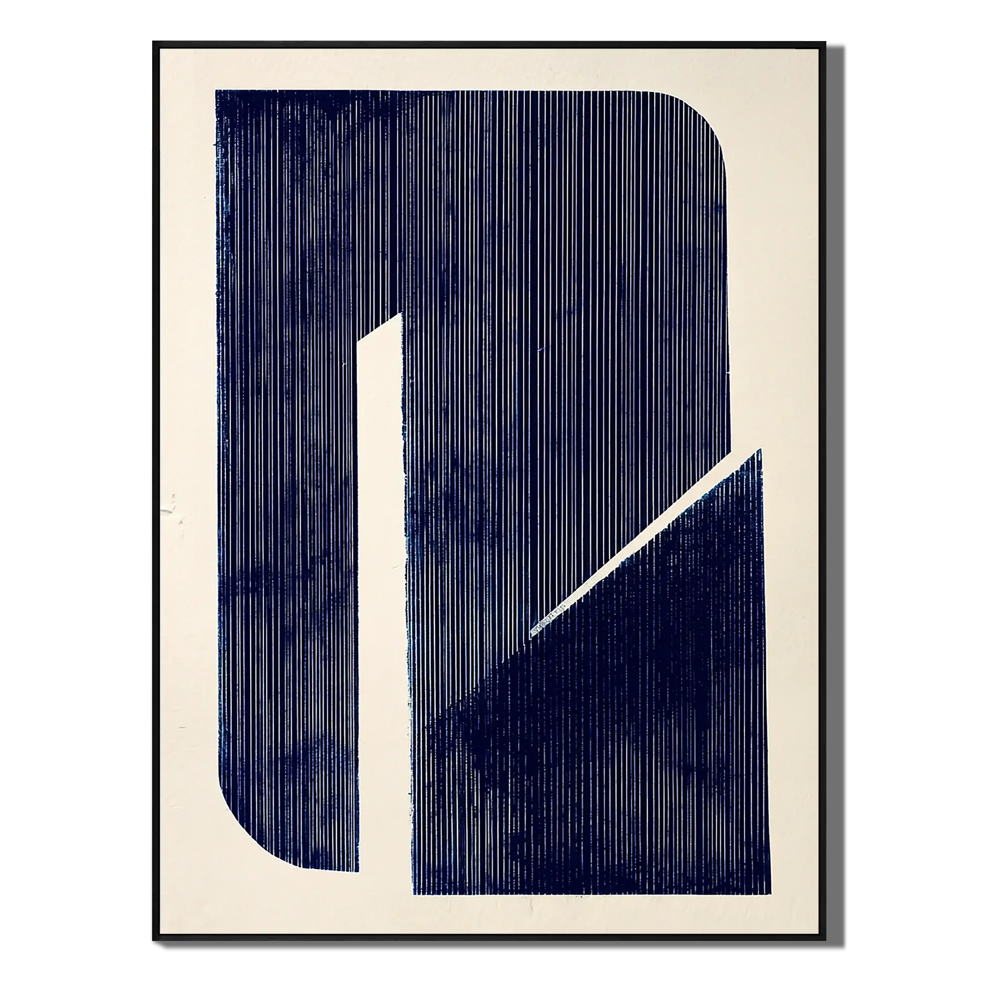 Indigo Column Shapes Abstract Wall Art