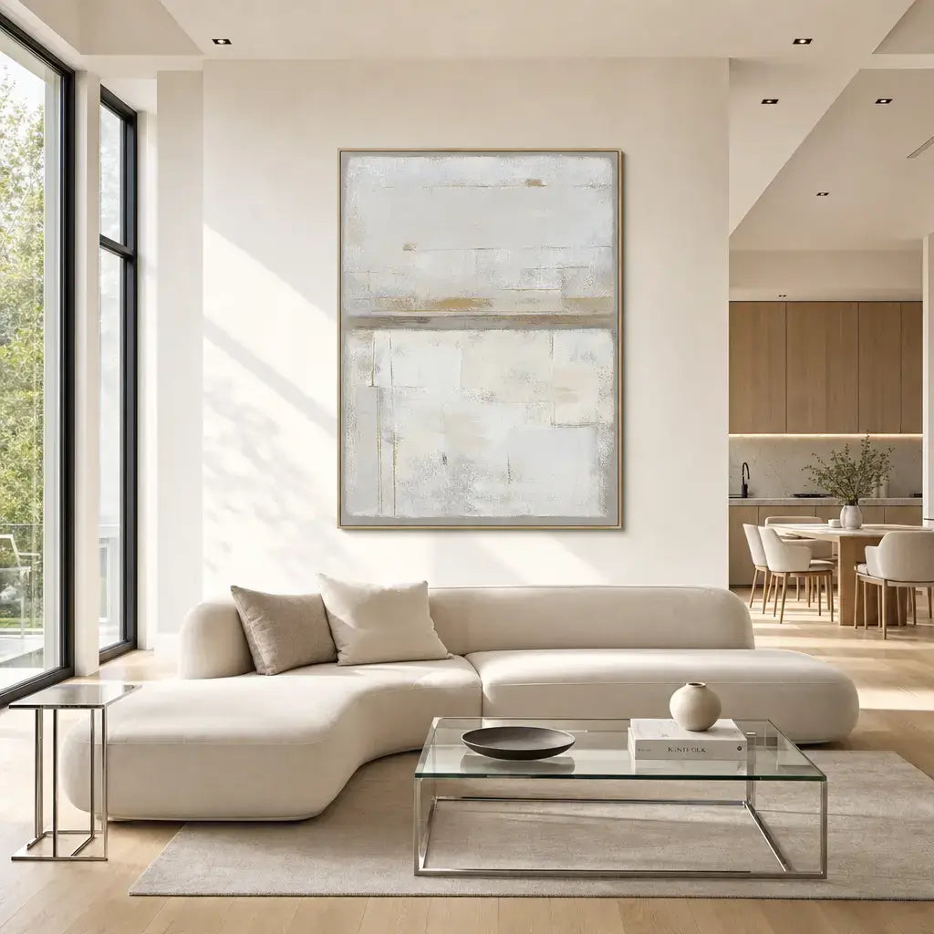 Pale Gold Horizon Wabi Sabi Painting