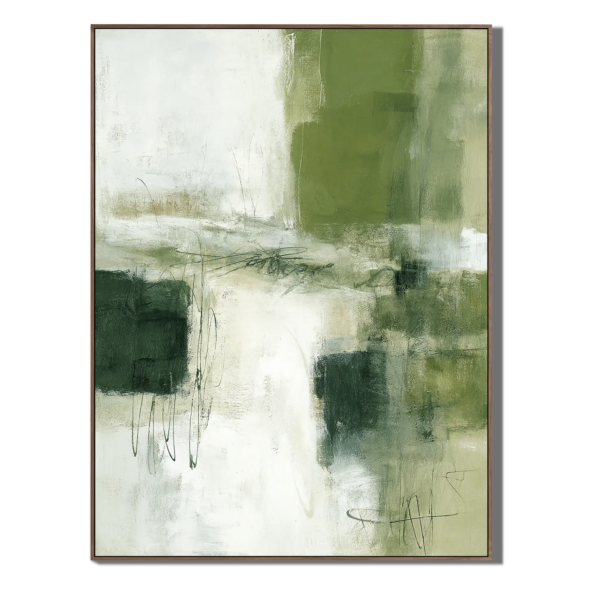 Green Gestures Abstract Wall Art