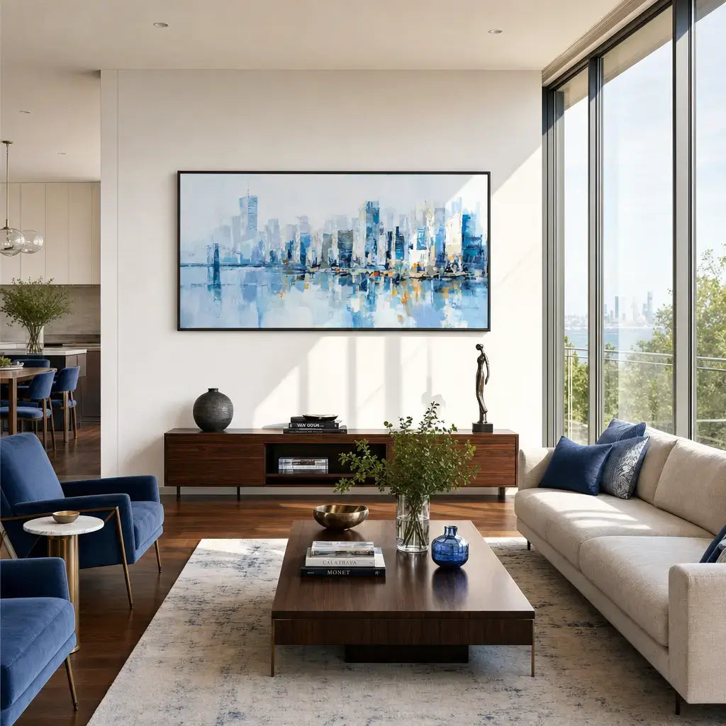 Misty Skyline Landscape Painting