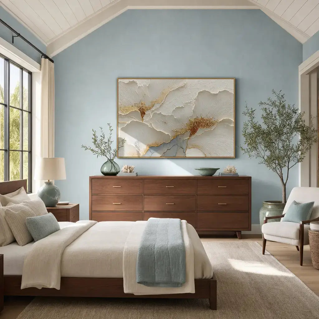 Gilded Ivory Petals Abstract Wall Art