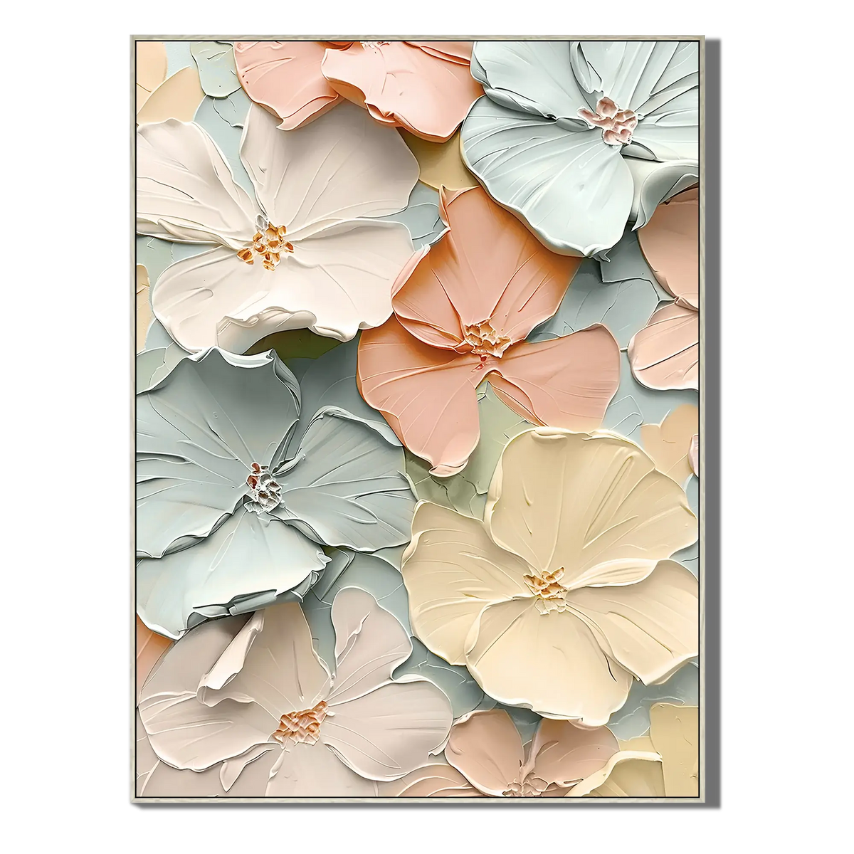 Soft Cream Floral Relief Artwork #HHV013