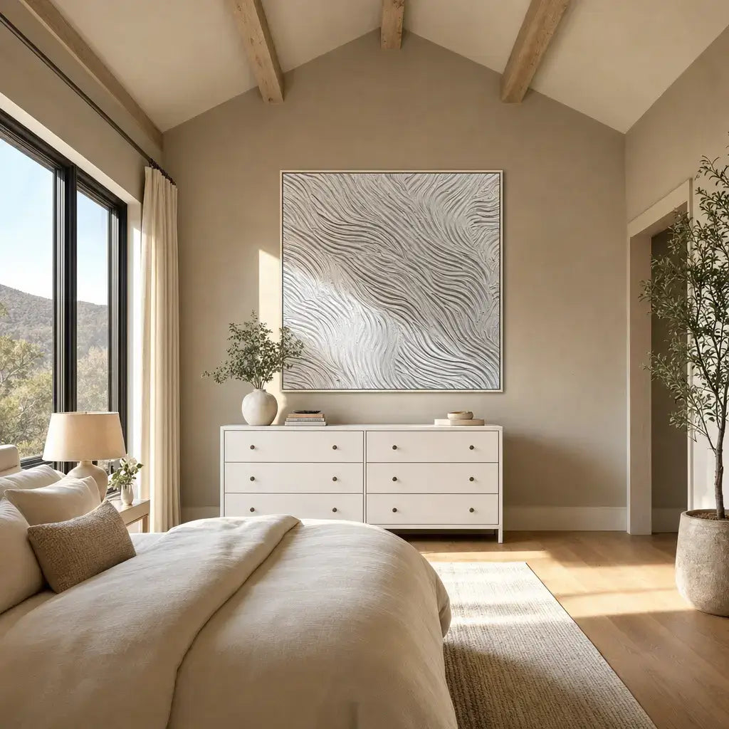 White Ripples Wabi Sabi Art