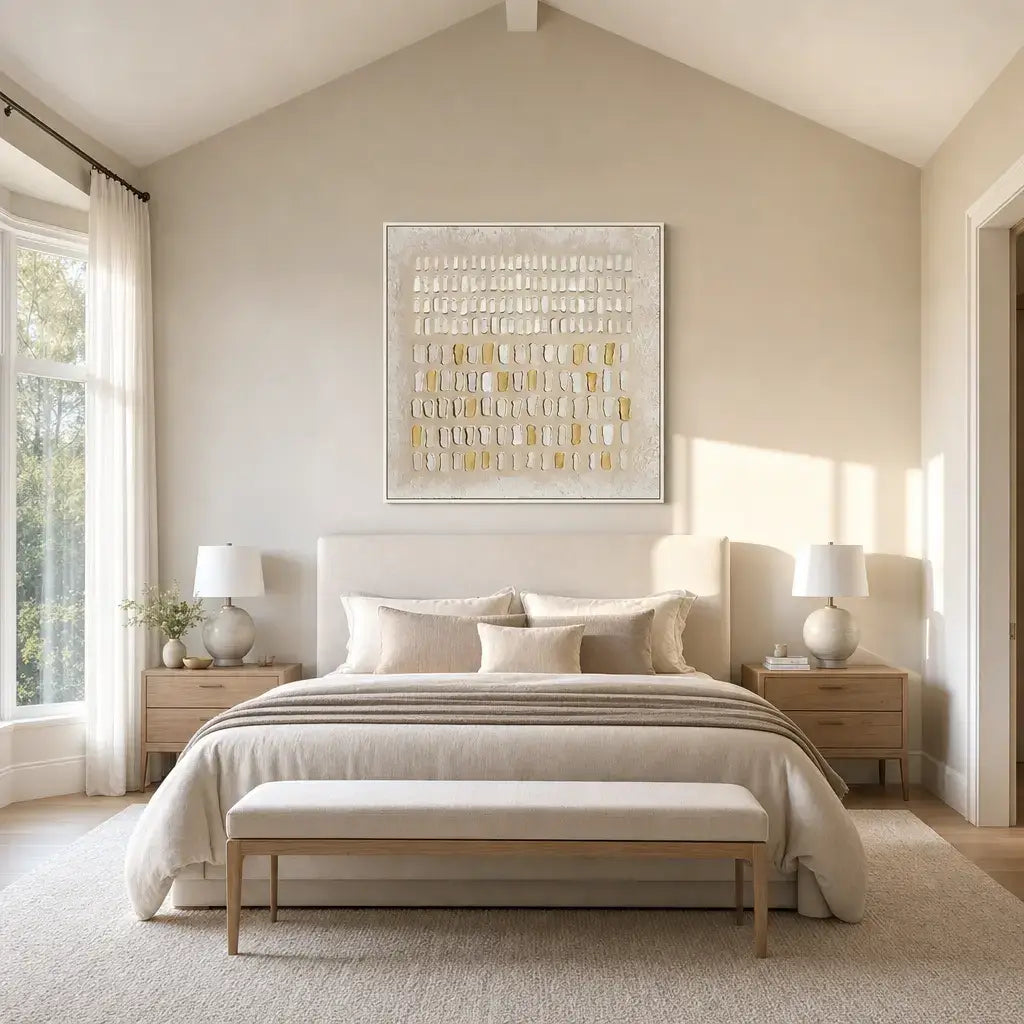 Lvory Gold Grid Wabi Sabi Wall Art