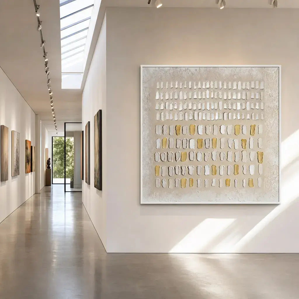Lvory Gold Grid Wabi Sabi Wall Art