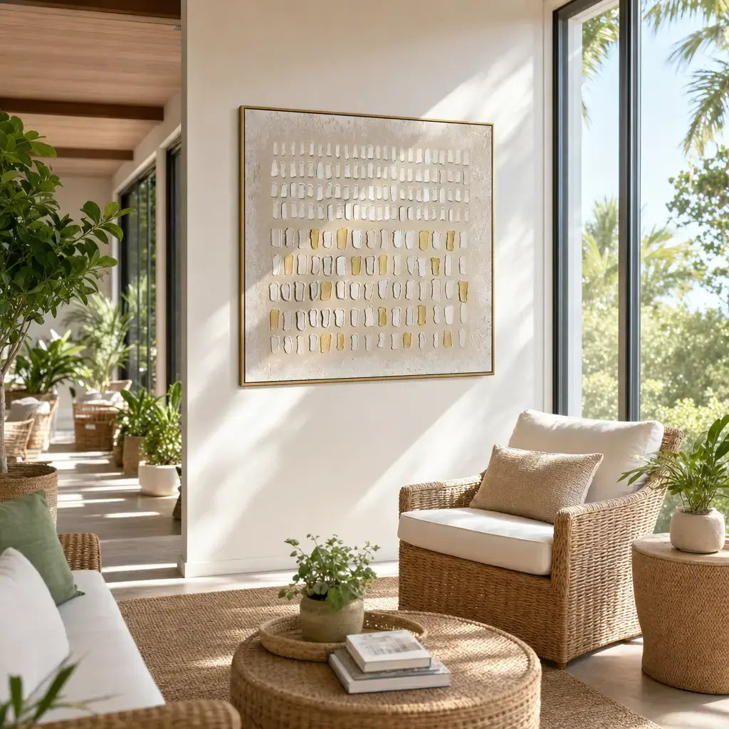 Lvory Gold Grid Wabi Sabi Wall Art