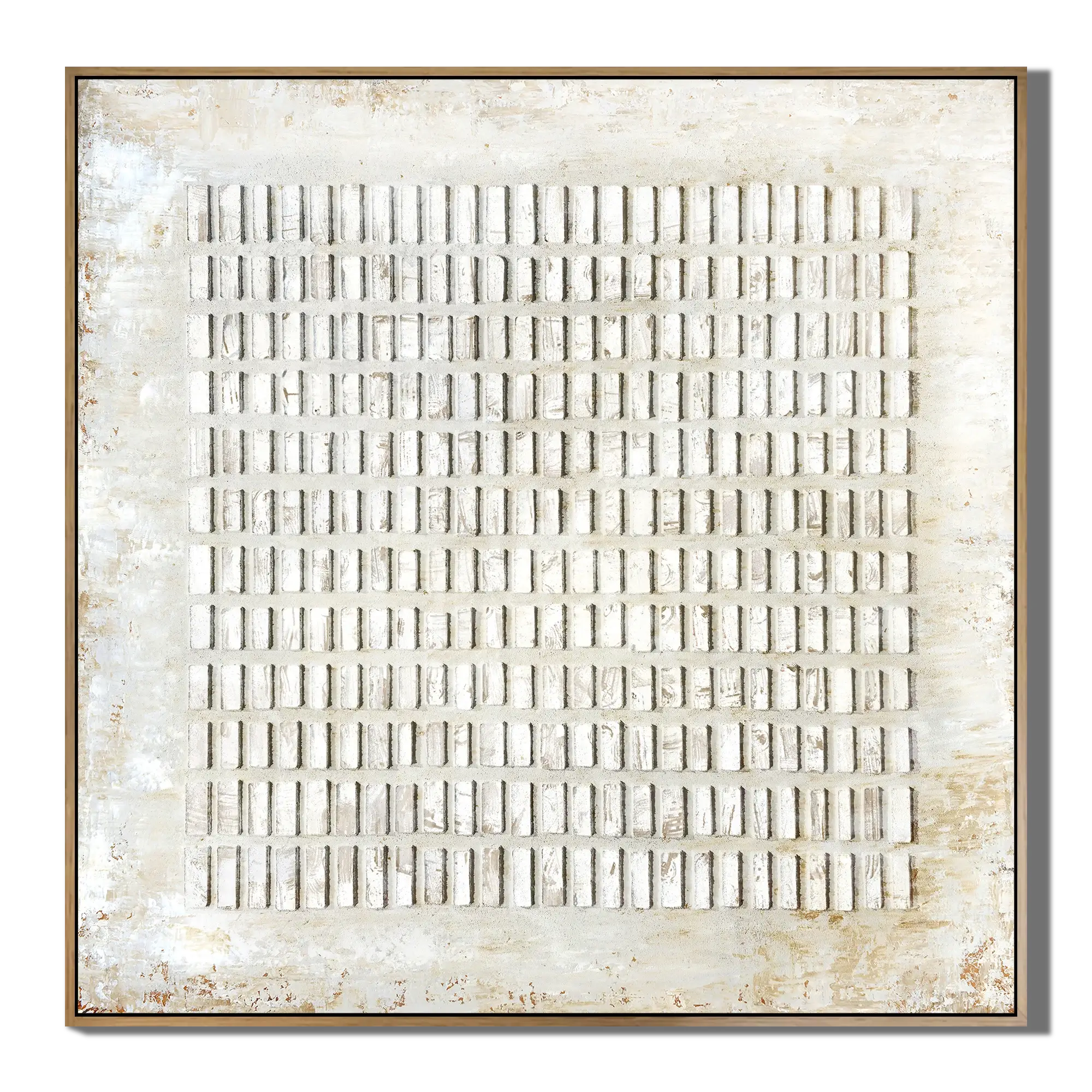 Minimalist White Textured Grid Art