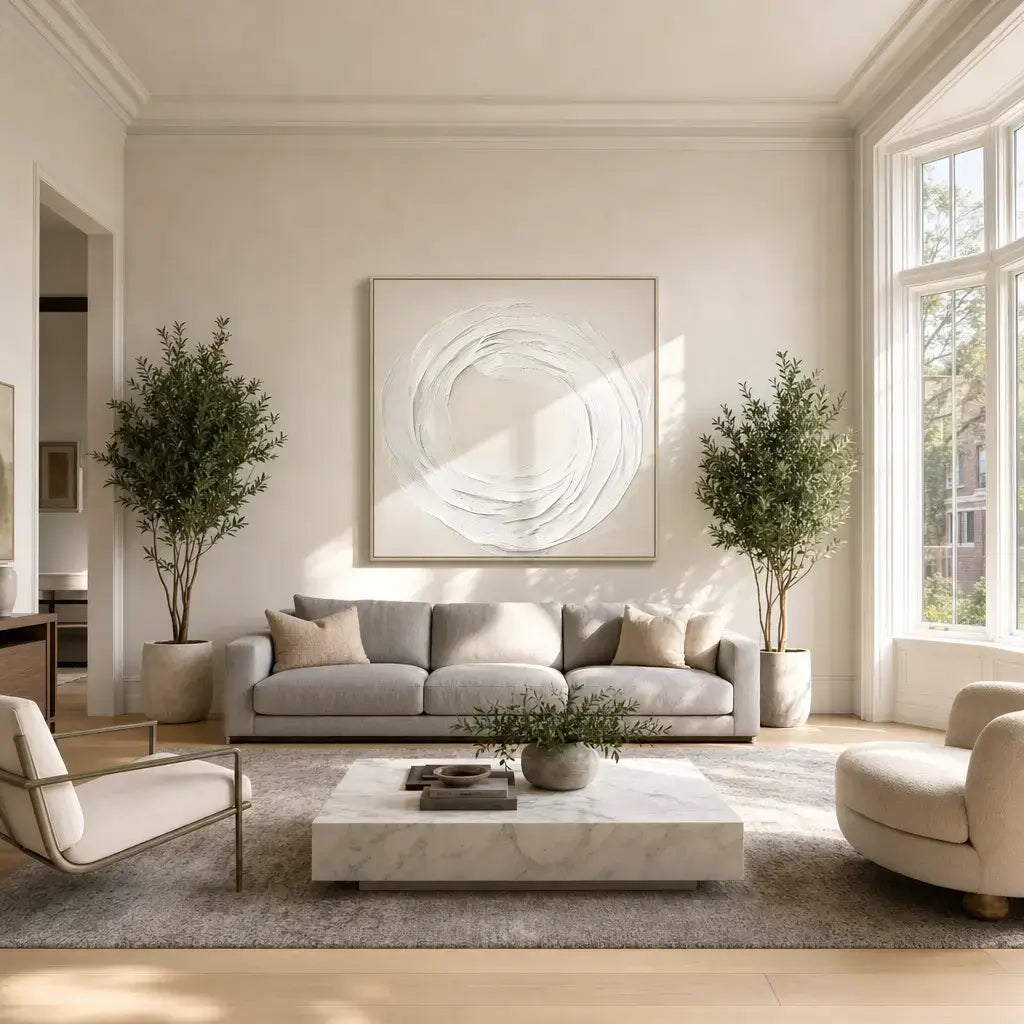 Modern Minimalist White Swirl Texture