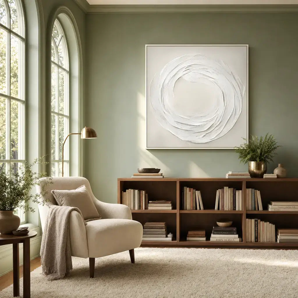 Modern Minimalist White Swirl Texture