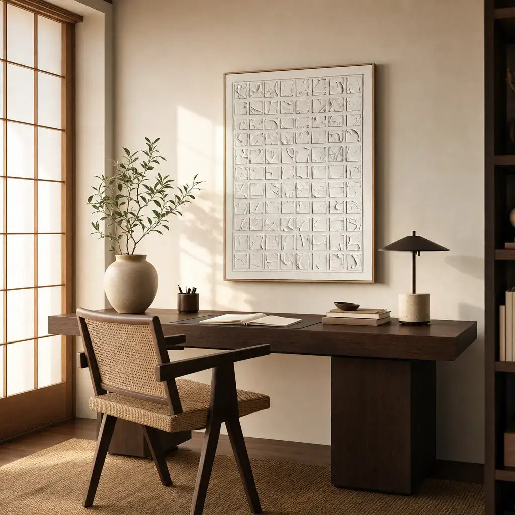 White Raised Patches Wabi Sabi Art