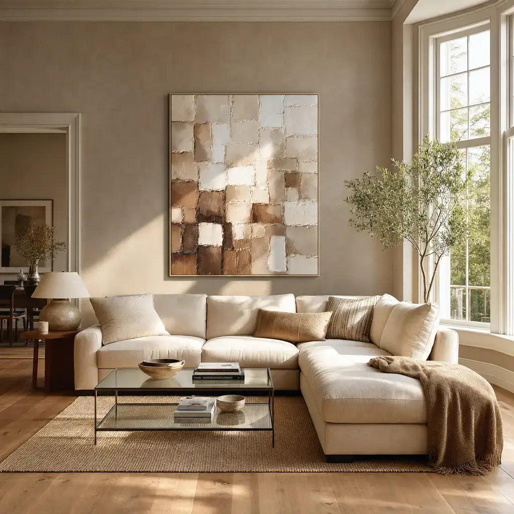 Sienna Grid Texture Wabi Sabi Art