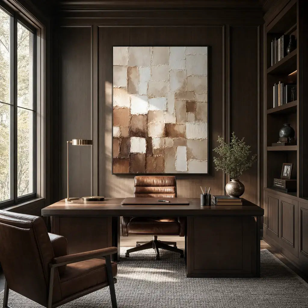 Sienna Grid Texture Wabi Sabi Art