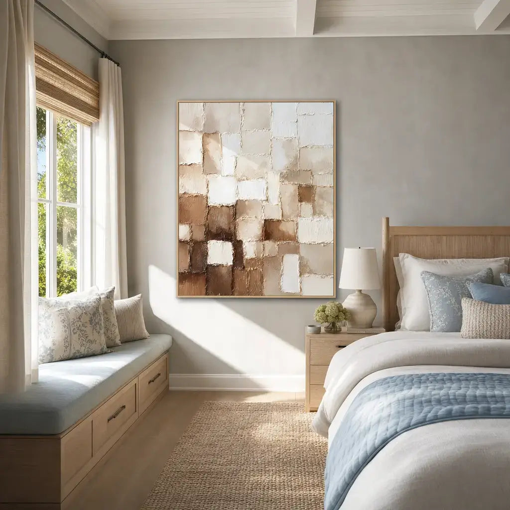 Sienna Grid Texture Wabi Sabi Art