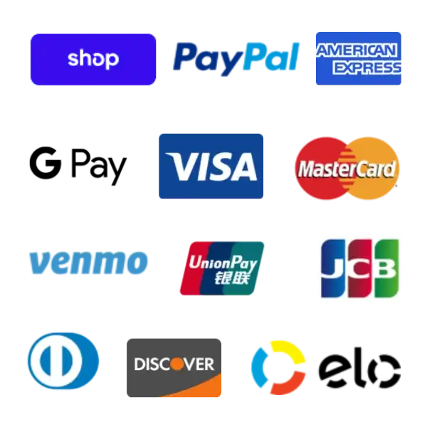 Collection of various payment and service logos on a white background